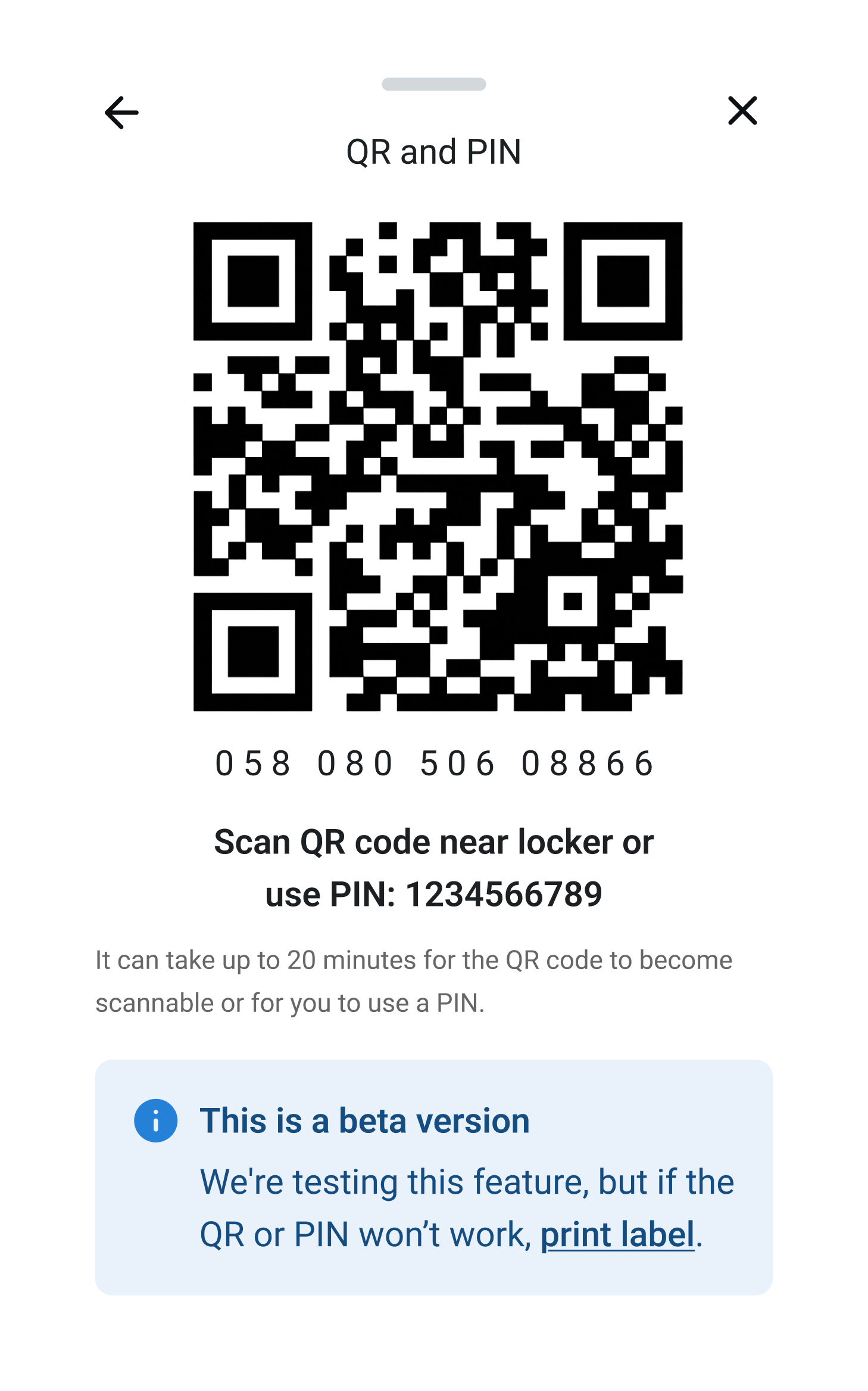 QR return label UI